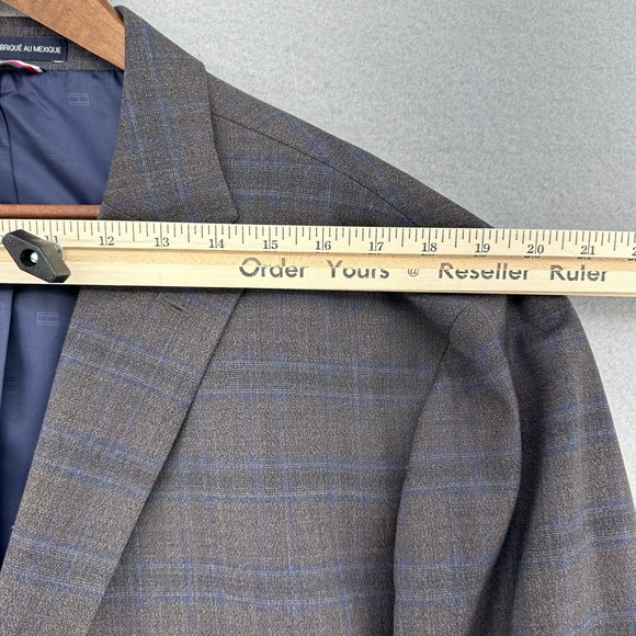Tommy Hilfiger Windowpane Plaid Wool Blend Sport Coat Blazer Jacket 52R - Picture 7 of 10